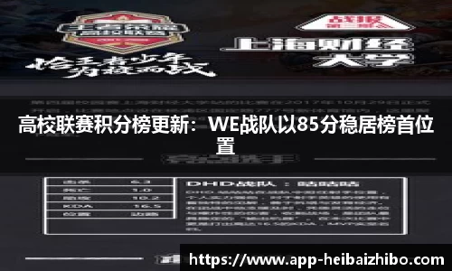 高校联赛积分榜更新：WE战队以85分稳居榜首位置